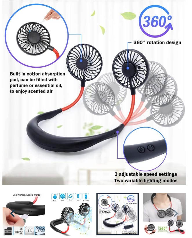 360 Adjustable Neck Fan: Multipurpose Portable Fan