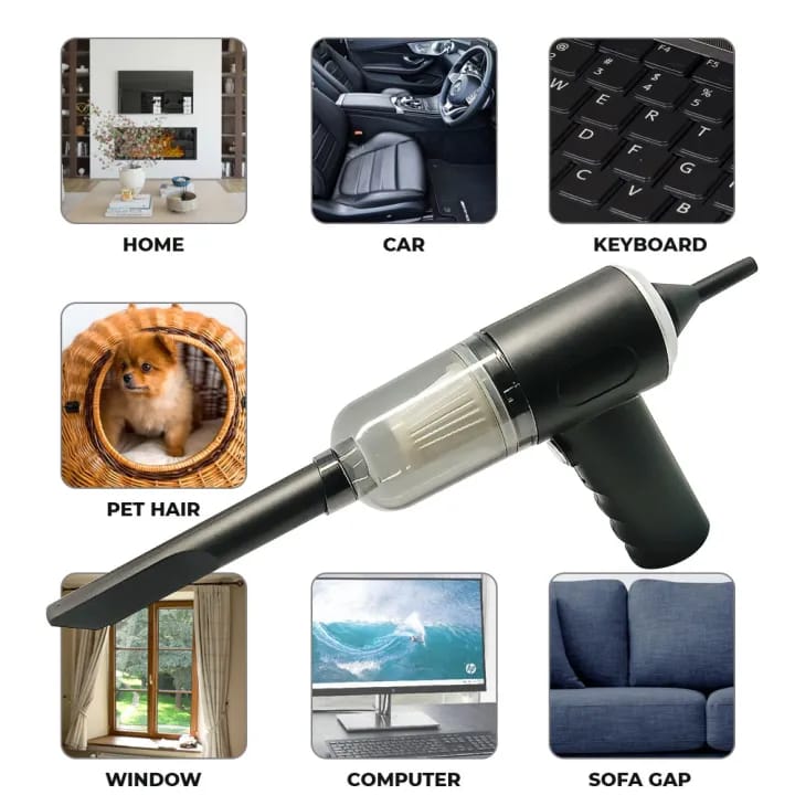 3 in 1 Portable Vacuum Cleaner Duster Blower Air Pump Wireless Handheld Clean Microscopic dust Like Car, Home, Computer, Laptop, Flower, Mirror Vehicle Interior Cleaner